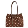 Design único, bolsa tote de camurça com bolinhas, de alta qualidade e moderna, mochila estilosa, bolsa de ombro de camurça retrô e chique