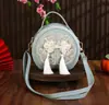 Guofeng Bolso Bordado Hecho a Mano DIY Nuevo Estilo Chino Joker Bolso Redondo Pequeño Bolsa de Material Bolso Cruzado Bolso de Hombro Único para Mujeres