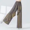 Pantalones de Danza Clásica Originales para Mujer, Estilo Nuevo con Bordes Fruncidos, Pantalones Largos Holgados de Pierna Ancha Iridiscentes Bicolor, Conjunto de Pantalones de Práctica para Adultos