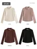 Top de yoga premium con cuello alto para mujer, nueva colección otoño/invierno, cuello semi alto, capa base agradable para la piel, corte ajustado, top interior cálido