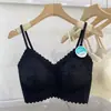 Top de tubo sin costuras de seda helada para verano, sin espalda, con copas fijas, body de una pieza, camisola de encaje sin espalda anti-exposición