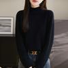 Suéter de cuello alto de lana pura 100% con cuello distintivo, camisa base para mujer, suéter grueso de estilo occidental de alta gama para otoño e invierno.