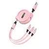 Cable de Datos Retráctil 3 en 1 Estilo Macarrón Carga Rápida 3A Cable de Carga Sincrónica Multicabezal Logo Promoción de Regalo