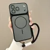 Pulseira Magnética com Cordão para Capa de Celular Apple 18PRO 16 iPhone 17 Cor Contrastante Toque de Pele Fosco À Prova de Queda