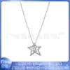 Pandora 925 Cobre Branco Banhado a Prata Redondo Marca Completo Diamante Pingente Nova Estrela Coração Estrela Desejo Colar Série Xinghe