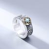 Anillo de plata de ley 925 al por mayor con mantra de seis caracteres para hombre, anillo de dedo vivo de turquesa, joyería retro de personalidad antigua