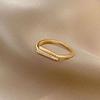 Anillo de doble capa de diseño geométrico de línea simple con microincrustaciones de circonita, famoso en Internet, europeo y americano, para mujer, diseño con sensación de diseño, anillo abierto de Instagram
