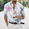 Estação Independente Europeia e Americana Transfronteiriça Masculina Nova Camisa Quente Personalizada Impressão Digital 3D Manga Longa Casual Tendência Top