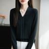 Mistura de Lã 2026 Outono e Inverno Novo Estilo Feminino Solto Gola V Elegante Strass Top Curto Suéter de Tricô