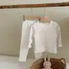 Conjunto Coreano de Ropa de Casa para Niños Otoño e Invierno, Ropa Interior Térmica, Pijama, Tejido Cepillado, Clase A, Defectos Menores por Defecto, Sin Devoluciones ni Cambios