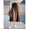 Tiro real Falda midi de punto con estampado de letras de cintura alta Otoño e invierno Falda midi ajustada que cubre la cadera Falda larga de cintura elástica