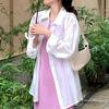 2023 verão nova camisa solta de manga comprida feminina design sentido fino elegante preguiçoso proteção solar cardigan top