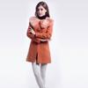 Leche de Papaya Otoño e Invierno Nuevo Abrigo de Lana Grueso Cálido de Color Sólido Estilo Coreano para Mujer de Solapa con Botonadura Sencilla a la Moda