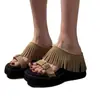 Sandalias Retro con Flecos y Tacón de Cuña para Mujer, Novedad Verano 2026 Sandalias de Plataforma Versátiles con Aumento Oculto de Altura