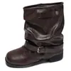 Botines gruesos para mujer 2026 primavera/otoño nuevos botines de media caña apilados con tacones altos gruesos, botas estilo caballero Martin adelgazantes