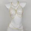 Joyería Popular Transfronteriza Cadena para el Cuerpo de Bikini Sexy con Pedrería y Perlas Conjunto para Vacaciones en la Playa