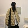 Chaqueta acolchada de algodón a cuadros con forma de diamante para hombre, invierno 2024, nueva chaqueta acolchada de algodón de béisbol para parejas, abrigo extragrande, chaqueta acolchada de algodón estilo coreano engrosada.