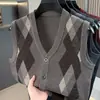 Chaleco de Punto para Hombre para Otoño e Invierno, Chaleco Suéter Grueso sin Mangas, Talla Grande, Cálido, para Hombres de Mediana Edad y Mayores, Chaleco Cardigan