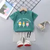 Traje infantil de manga corta algodón niñas nuevo verano niños camiseta pantalones cortos bebé coreano media manga ropa infantil al por mayor