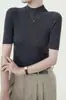 Suéter de Tricô 100% Lã Fina Fiada, Calibre 18, Lavável à Máquina, para Mulheres, Manga Média, Outono, Fio Yangzi, Gola Alta Meia, Corte Ajustado, Camisa Base para Mulheres