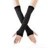 Luvas Longas Estilo Coreano com Listras Pretas e Brancas Sem Dedos Mangas para Braço Algodão Longas para Pulso Venda por Atacado Cosplay Anime