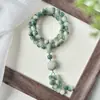 Fornecimento de Transmissão ao Vivo de Pulseiras Bodhi Florais Verdes para Homens e Mulheres, Contas Budistas de Círculo Duplo, Nova Joia de Pulseira Estilo Chinês Atacado