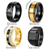 Anillo Negro Dorado Más Vendido de Amazon para Hombre con Números Romanos y Diamantes, Piedra Negra, Moda de Negocios, Anillo Personalizado para Hombre al por Mayor