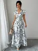 Falda Corta de Encaje con Volantes y Cordones, Línea A, Manga Corta, Elegante, a la Moda y Encantadora, para Fiesta en la Playa de Vacaciones, Europea y Americana, Mujer, 2025, Flores