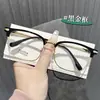 Armações de Óculos Meio Aro Estilo Business da Moda Tr Armação Quadrada Masculina Óculos Sem Grau Anti-Luz Azul Podem Ser Equipados com Lentes de Grau Tendência