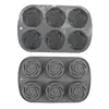 Molde de silicona para pastel de 6 eslabones en forma de rosa