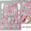 Pegatinas de Arte para Uñas Nuevas Transfronterizas Ins Líneas Irregulares Ramo Floral Flor de Durazno Repujado 5D Pegatinas Tridimensionales para Uñas