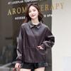 Chaqueta Corta de Cuero para Mujer 2026 Otoño Nueva Casual Elegante para Viajar Chaqueta de Piel de Oveja Abrigo Versátil para Tallas Pequeñas