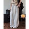 Verano Nuevo Estilo Japonés Simple Aireado Lino Pantalones Casuales con una Silueta Tridimensional, Pantalones Largos Casuales Adelgazantes para Mujer