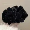 2026 Nuevo Estilo Pinza para el Cabello con Lazo Grande de Terciopelo Rojo, Accesorio para el Cabello para Niñas, Tocado de Princesa Nupcial de Borla de Alta Gama