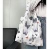 Bolsa de Tecido para Vela Preguiçosa Renda Borboleta Estudante Pequena Fresca Bolsa de Férias Bolsa de Mão Grande Capacidade Bolsa de Ombro Artística Tendência