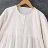 Camisa de Muñeca Dulce Bordada Estilo Japonés para Mujer, Blusa de Jacquard Bordado Versátil Holgada de Manga Corta para Superponer Camisa de Mujer