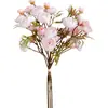 Monet Colores de Primavera Ramo de 5 Tallos de Rosas de Té Pequeñas y Lirios Artificiales, Ramo de Novia para Damas de Honor, Ramo para Decoración del Hogar