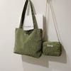 Bolso de Lona de Pana de Gran Capacidad 2025 Nuevo Estilo de Un Solo Hombro Cruzado Pana Estilo Bosque Bolso de Mano Tote Bag Madre-Hija