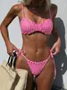 AliExpress Amazon Europeo y Americano Conjunto de Bikini de Dos Piezas Rayado con Cordón de Cintura Alta Traje de Baño para Mujer G721W