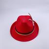 Sombrero de jazz de fieltro gris alemán al por mayor de fábrica, sombrero de fieltro Oktoberfest no tejido con pluma, sombrero de escenario