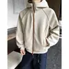 Cardigan Jaqueta com Capuz Estilo Americano Color Block Tendência Hassu Line 420g para Homens e Mulheres, Moletom de Outono