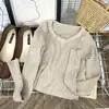 Suéter redondo puramente deseable estilo Hong Kong para mujer, estilo corto para primavera y otoño, top ajustado dulce y picante, camiseta básica de punto de alta gama para mujer
