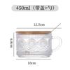 Taza de Avena Retro de Amazon Taza de Desayuno con Girasol en Relieve con Tapa Cuchara Taza de Leche con Asa Taza de Café de Vidrio