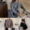 Suéter de Punto Abierto Hombros Estilo Coreano Estilo Perezoso Manga Larga Suéter Distintivo para Mujer Tendencia Cacey Máquina Diseño Hueco Superior para Otoño e Invierno