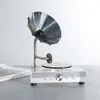 Fonógrafo Retro Minimalista Moderno de Ceniza y Cristal Modelo Decorativo de Disco de Vinilo para Escritorio Adorno de Interior de Habitación