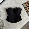 Top Bandeau de Espina de Pescado Único Exquisito con Incrustaciones de Pedrería Thai Sweet Chili para Mujer Ropa Exterior de un Hombro Camisola Sexy para Chica Caliente