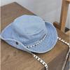 Sombrero de pescador japonés con correa de letras para exteriores, para mujer, de verano, combinable con todo, protector solar, sombrero de mezclilla grande para montañismo.