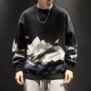 Suéter de gola redonda masculino 2023 outono e inverno nova marca de moda retrô estilo preguiçoso roupas soltas suéter de malha masculino