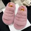 Pantuflas peludas populares para mujer para usar en exteriores, nuevo modelo casual antideslizante de moda perezosa de una tira peluda para mujer, otoño e invierno 2026