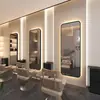 Espejo de salón de peluquería espejo de barbería estación de peluquería celebridad de internet con luz de pared estilo nuevo espejo de corte de pelo de pared